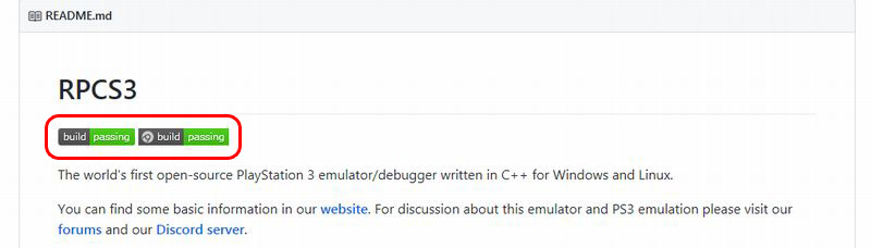 GitHub 最初に表示されるreadmeにCIサービスのリンクがある場合