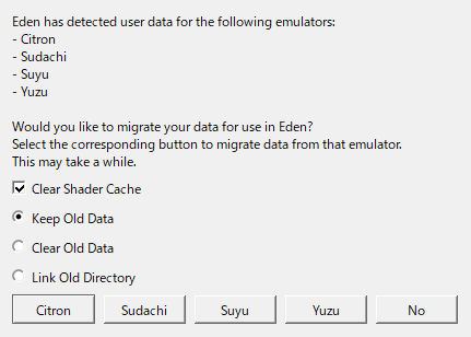 Switchエミュ Eden 初回起動時のユーザーデータ移行